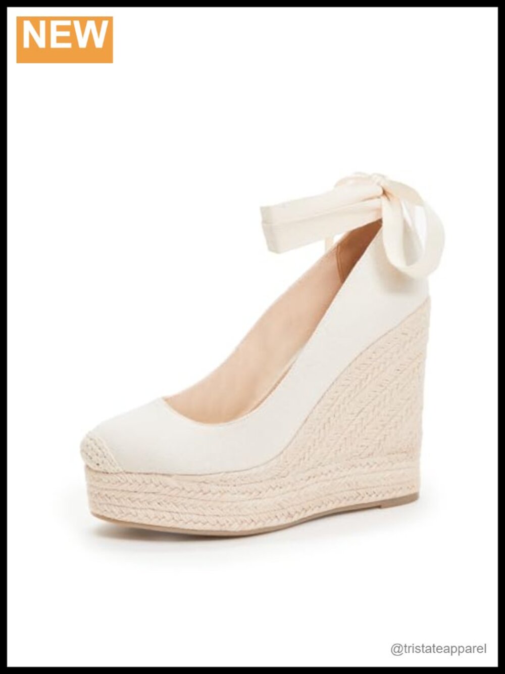 Canvas Espadrille Wedge Sandals with Ankle Strap, 5" Heel, Open Toe